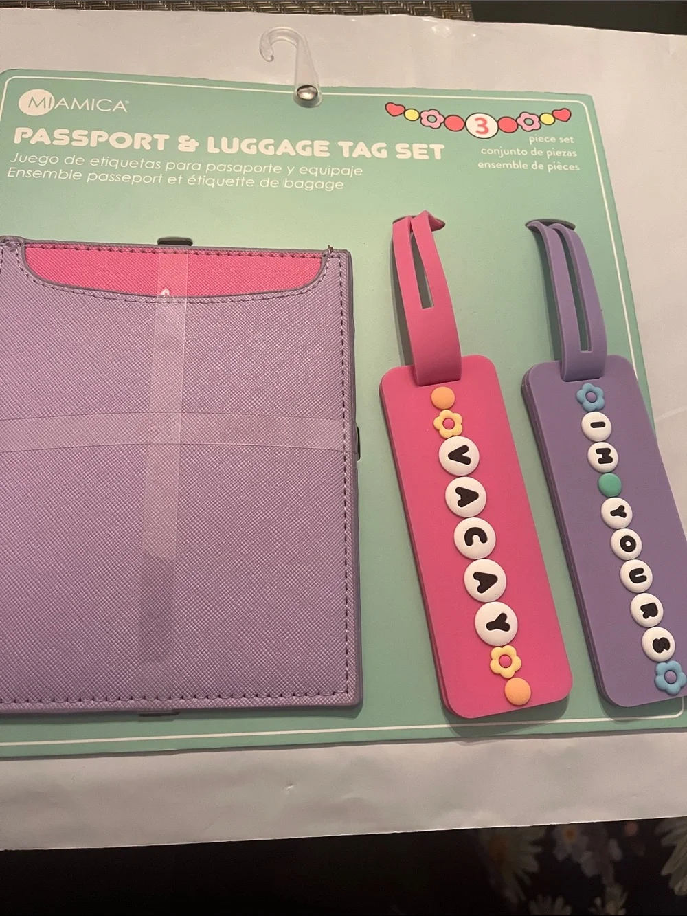 Kids Passport & Luggage Tag Set - Pink & Purple